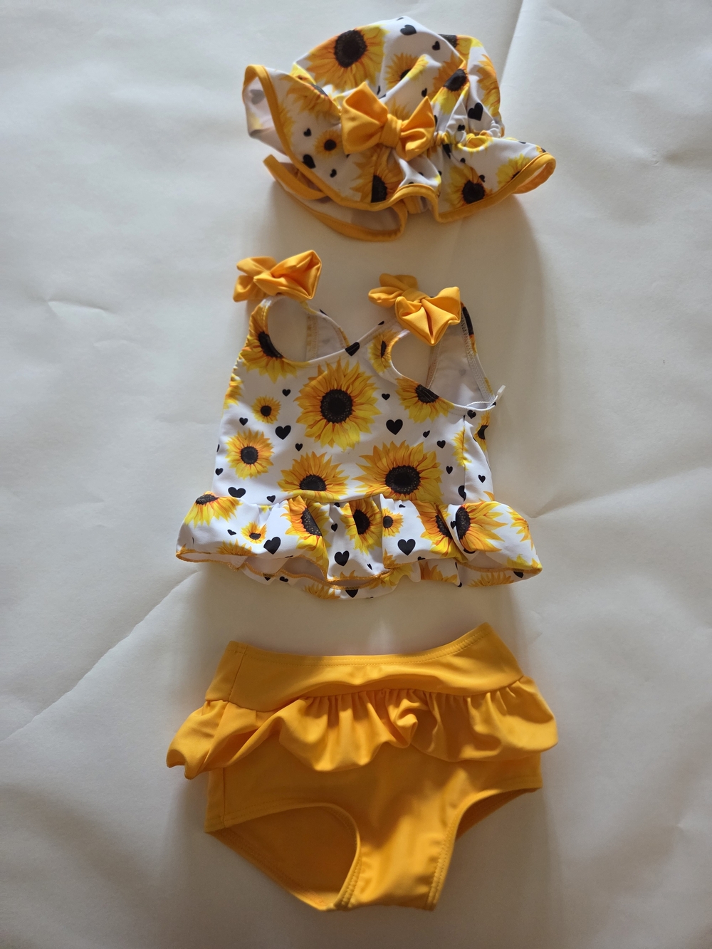 Sunflower Ruffle 3-Piece Baby Swim Set - Yellow